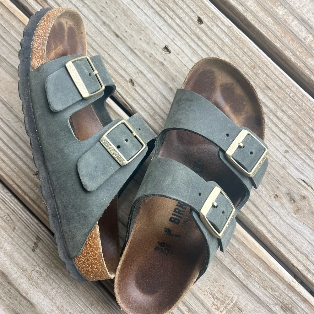 Birkenstock Women's Gray Two-Strap Sandals
